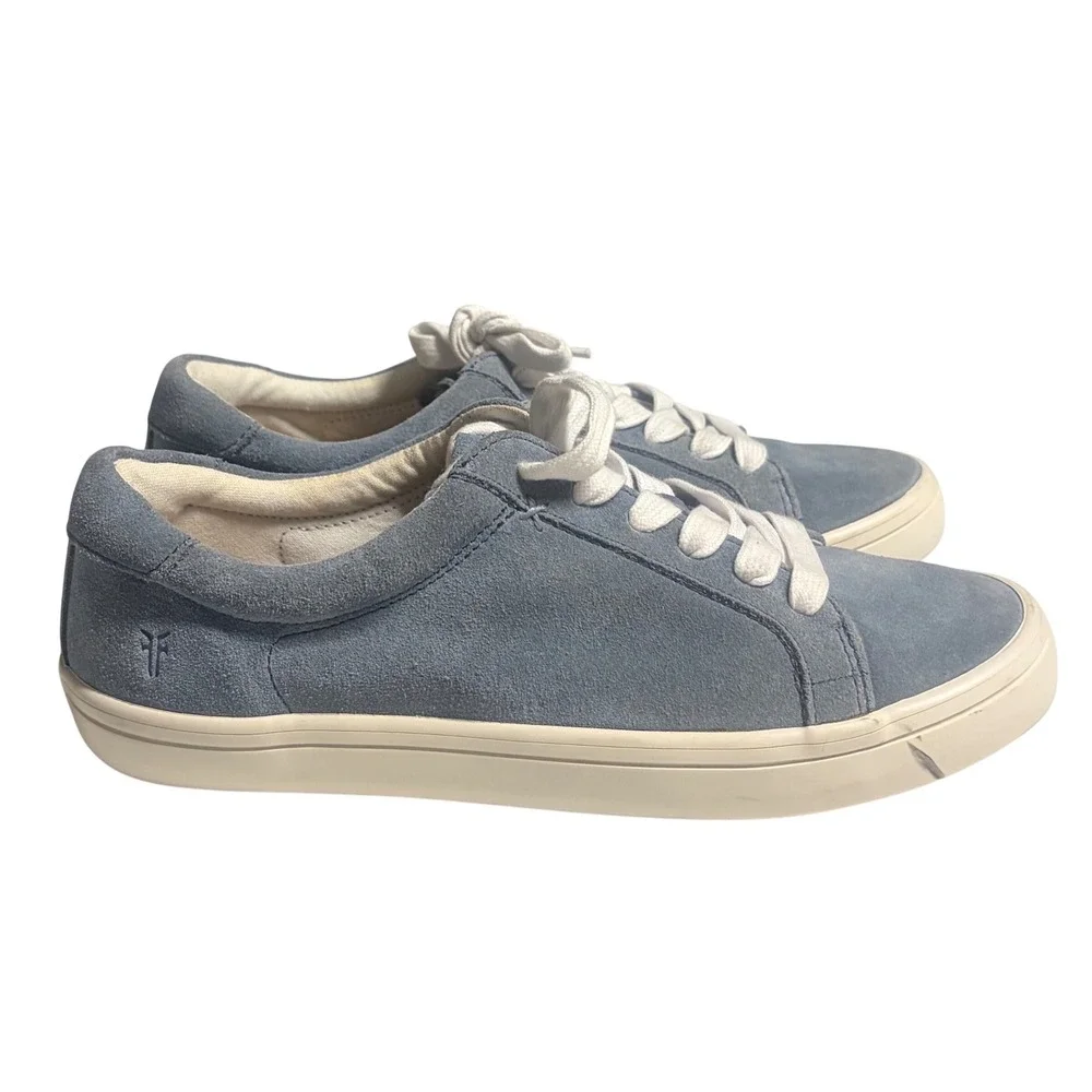 Frye Ivy Low Lace Blue Suede Sneakers Womens 7.5 M Shoes Preppy Summer